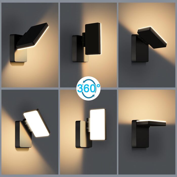 Зовнішня LED-стінна лампа Kingwen 40W, 3000K, поворотна на 360°, IP65, чорна, для дому та вулиці