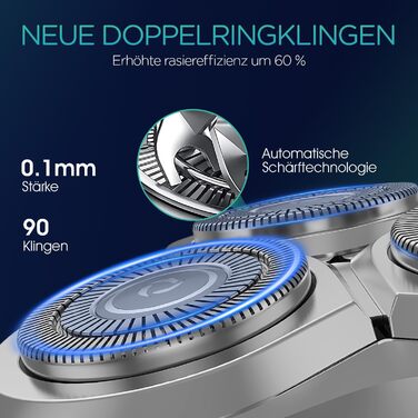 Електричний гоління для чоловіків VOYOR TX500: 5D, мокрий/сухий, бездротовий, LED дисплей, 150 хв роботи (чорний)