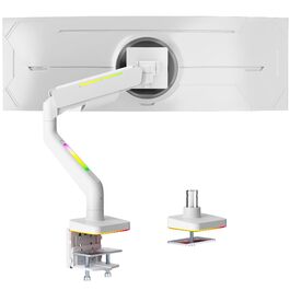 Кріплення для монітора ARES WING RGB - тримач для ігрового монітора, 17-49 дюймів, підходить для важких (20 кг) та вигнутих моніторів, регульована висота, для геймерів (білий)