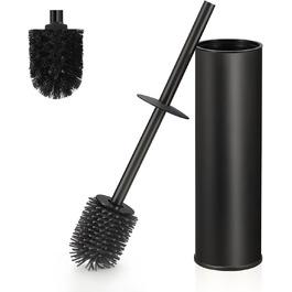 Підлогова щітка для унітазу DAZI, чорна матова, з 2 щітками для глибокого очищення, захист від бризок та засмічень