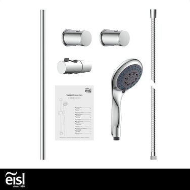 Душовий набір EISL PARMA DX5082CSB, душова стійка 70 см, лійка з 8 режимами, шланг і тримач, хром