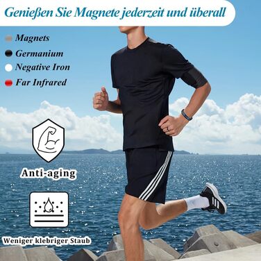 Браслет магнітний чоловічий Vicmag з титанової сталі, подвійна лінія, надміцні магніти, інструмент для регулювання та подарункова коробка (Блакитний, 4 елементи)
