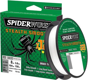 Spiderw Stealth Smooth 12 Braid, 0.15mm, 150m, Translucent