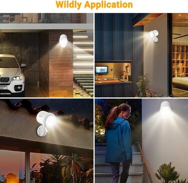 ASOFTY Motion Sensor Outdoor Battery Spotlight with Remote Control, 6 LED Wireless Battery-Powered 1000LM Spot Lamps, IP65 Waterproof Security Lamp for Garden, Garage, Indoor and Outdoor