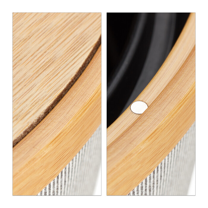 Relaxdays Bamboo Round Waste Bin