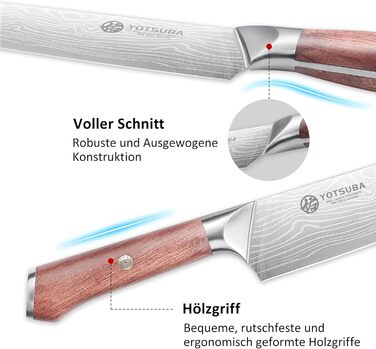 Японський кухонний ніж YOTSUBA 22 см, професійний шеф-ніж з нержавіючої сталі з вуглецевої сталі, ергономічна ручка з паккавуда