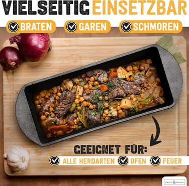 Paulson & Svenson® Loaf Pan with Lid, including Dough Proofing Basket & Silicone Handles - High-quality baked enamel bread pan - Cast iron loaf pan ideal for baking, cooking, and grilling, a cast iron cake pan