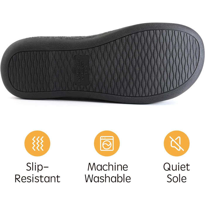 Чоловічі домашні капці RockDove з шерстяною підкладкою та піною Memory Foam, розмір 44-45 EU, чорні