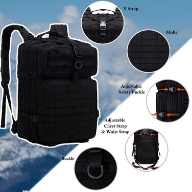 KSIBNW Military Backpack 50L Tactical, Large Capacity Survival Waterproof Climbing Hiking Trekking Backpack Travel 3 Days Outdoor Men's For Travel