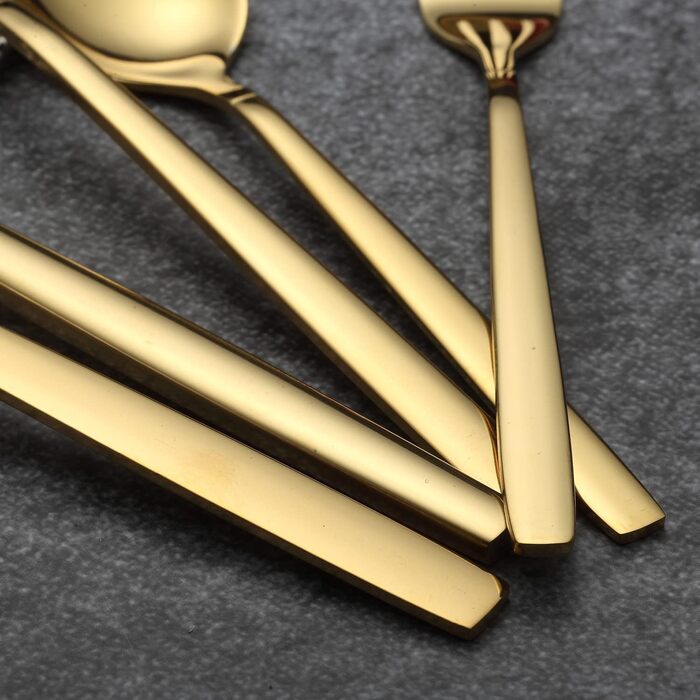 Berglander 30-Piece Titanium-Plated Cutlery, 30-Piece Gold Cutlery Set, Cutlery Set Cutlery Sets, Service for 6 (Gold Shiny)