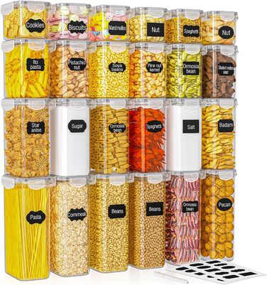 Набір з 24 герметичних контейнерів для зберігання продуктів та органайзер для холодильника, BPA-free, об'єм 42L, з етикетками
