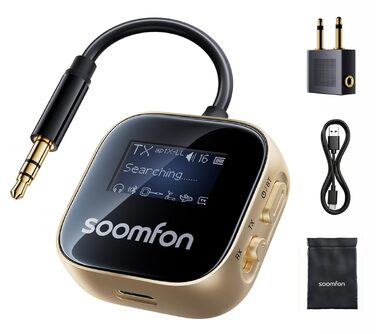 Bluetooth адаптер SOOMFON 2-в-1 (передавач та приймач) з підтримкою aptX для літака та аудіосистем