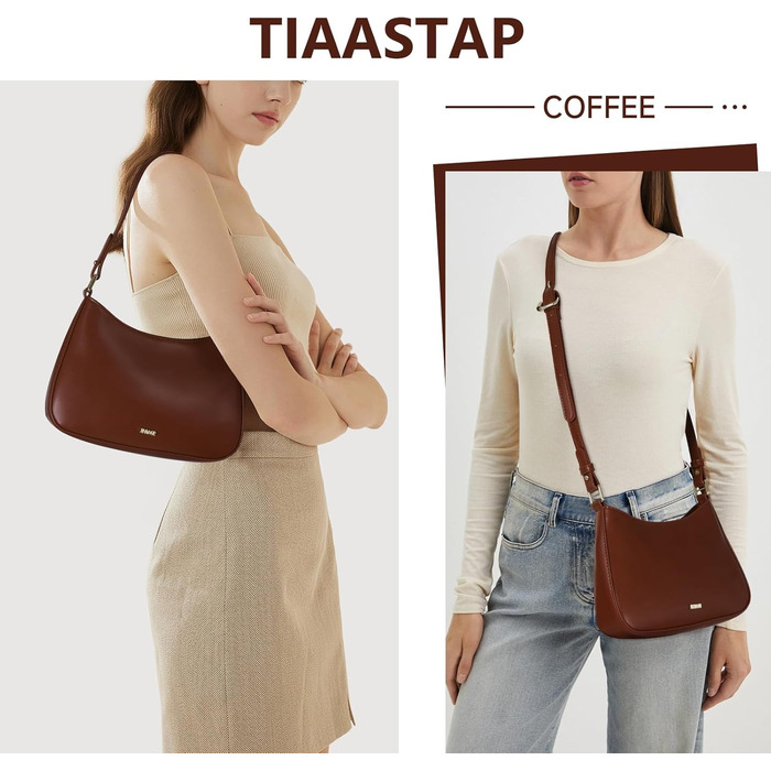 Сумка жіноча TIAASTAP Hobo Y2K через плече, маленька елегантна сумка зі штучної шкіри PU, кофейного кольору для дівчат-підлітків