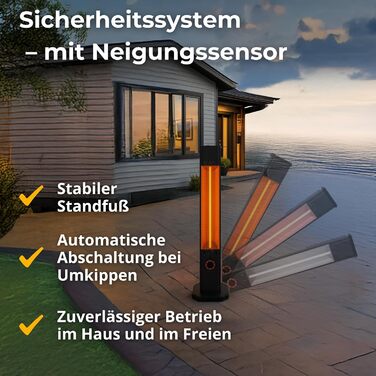 Інфрачервовий обігрівач Climative 2500W – електричний обігрівач з 9 рівнями, IP65 для тераси та приміщення, настінний, з пультом та таймером, чорний