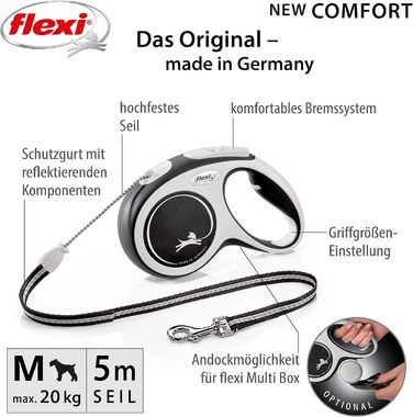 Рулонна стрічка Flexi Comfort - 5 м (Чорний, M 5м-20кг)