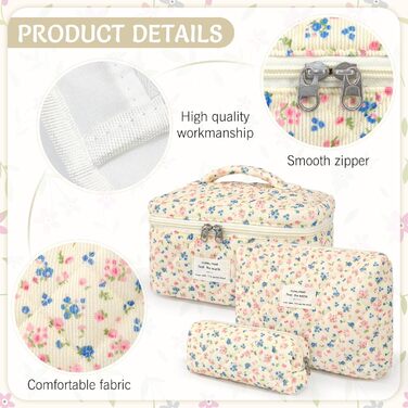 Набір косметичок для жінок: 3 шт. для макіяжу, подорожей та повсякденного використання. Великі косметички для дівчат та жінок