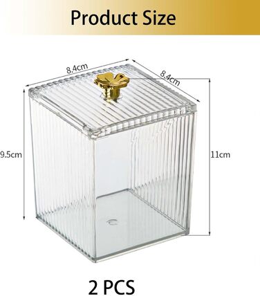 Контейнер для ватних паличок та дисків 2 шт. Організатор для ванної кімнати, прозорий | Зберігання для туалетного столика