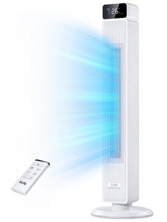 Вентилятор підлоговий Turmventilator Leise - тихий, 7.3 м/с, 90° осциляція, 6 режимів, таймер 12 год, пульт ДУ, для спальні/офісу, білий