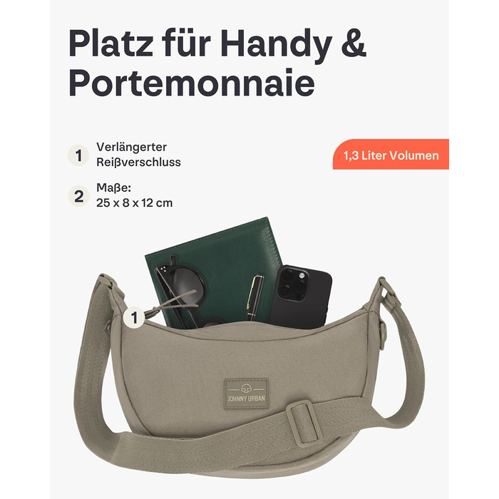 Сумка через плече Johnny Urban Ally Medium Desert Grey (1.3л) - Водовідштовхувальна Moon Bag для жінок та чоловіків