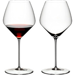 RIEDEL Veloce Pinot Noir/Nebbiolo Wine Glass Set, 2-Piece, Crystal Glass, premium machine-made