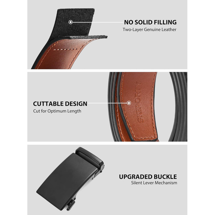 Чоловічий шкіряний ремінь на пряжці, 3,5 см, регульований, для джинсів, зручна посадка 32-38W, чорний