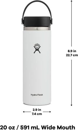 HYDRO FLASK - 1180ml (40oz) Water Bottle - Insulated Stainless Steel Water Bottle - Sports Bottle with Leak-Proof Flex Cap Lid & Strap - Dishwasher Safe Thermos Bottle - Wide Mouth Opening - (Snapper, 591 ml)