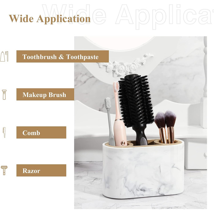 Тримач для зубних щіток Shinowa з 3 відсіками, електричний, з піддоном для води, органайзер для ванної кімнати, білий