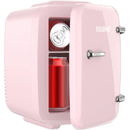 Міні-холодильник YASHE 4L, рожевий: для косметики, напоїв, 220V/12V, термоелектричний, для спальні, офісу, авто