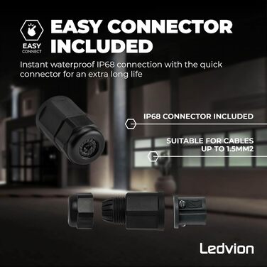 Світлодіодний прожектор Ledvion 100 Вт, 12000 Лм, IP65, 6500K, швидке підключення, водонепроникний