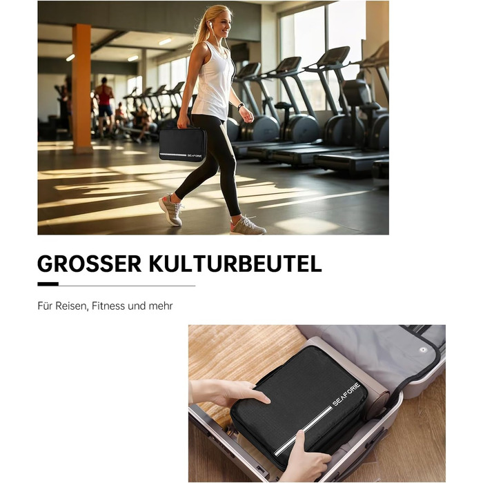 Сумка для туалетних аксесуарів на гачок, велика дорожня сумка-органайзер для жінок та чоловіків, 4-в-1 водонепроникна, армійний зелений (чорний)