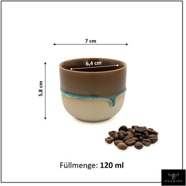 Набір порцелянових чашок Illusion, 4 шт. по 120 мл, без ручки, для еспресо, сумісний з посудомийною машиною, для мікрохвильової печі, подарункова коробка