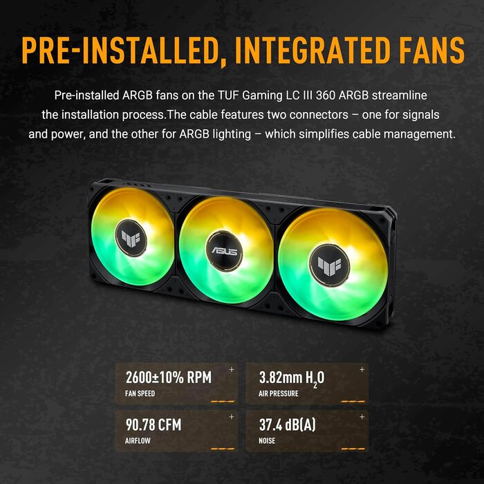 ASUS TUF Gaming LC III 360 ARGB - водяне охолодження CPU з RGB підсвічуванням, 360 мм, для Intel LGA 1851/1700/1200 та AMD AM5/AM4