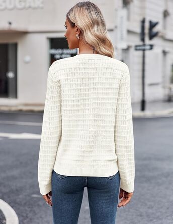 Кардиган жіночий Zeagoo з довгими рукавами, в'язаний, з круглою горловиною, на ґудзиках, відкритий спереду, елегантний, розмір L, колір білий