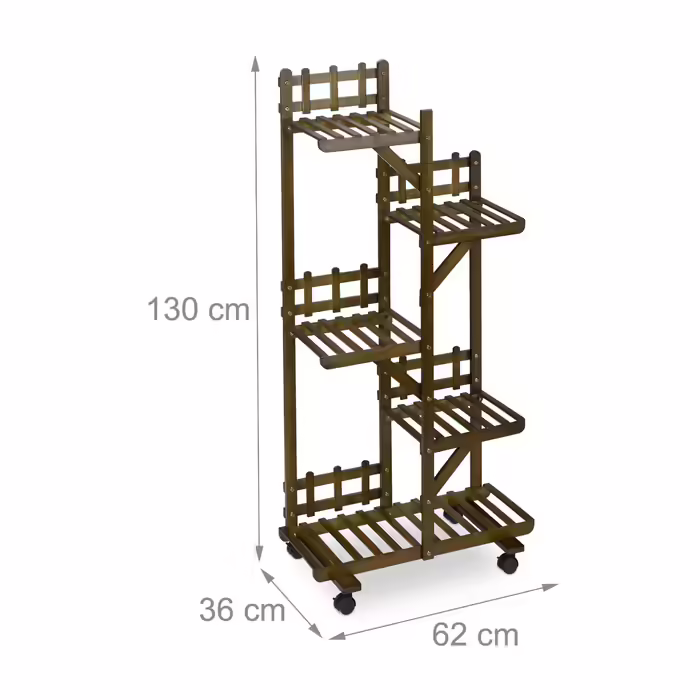 Relaxdays Brown Plant Shelf Bamboo 5 Shelves