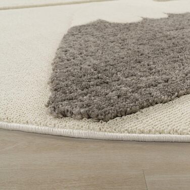 Paco Home Rug Children's Room Rug Play Rug Crawling Rug Short Pile Motif Sun 3D Effect Soft Modern Decor, Size: 160 cm Round, Color: Cream 2 160 cm Round Cream 2