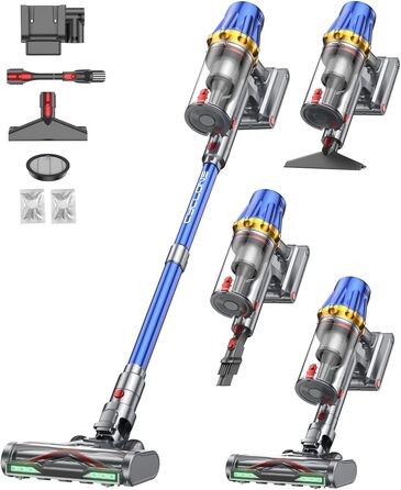 Бездротовий акумуляторний пилосос H9 58000Pa/650W з LED-екраном та турбощіткою для тварин, килимів та твердих підлог (блакитний)