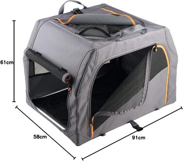 Складана переносна переносна собача будка HUNTER з алюмінієвим каркасом, сірого/помаранчевого кольору, S (91 x 61 x 58 см)