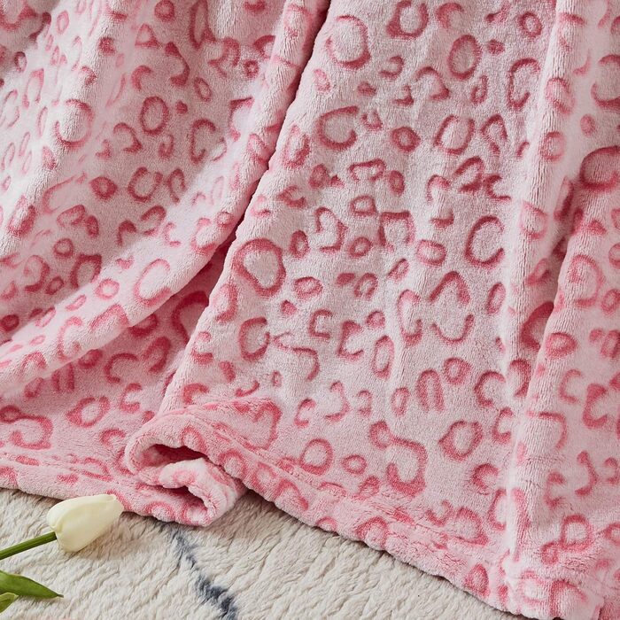 Плед з флісу FY Fiber House: теплий, м'який, 130x150 см, Leopard (коричневий, рожевий)