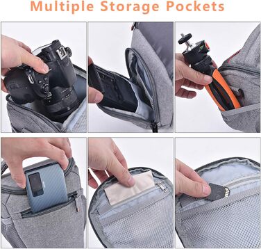 Водонепроникна сумка для камери FOSOTO з дощовиком: DSLR/SLR, Canon, Sony, Nikon, Fujifilm, сіра