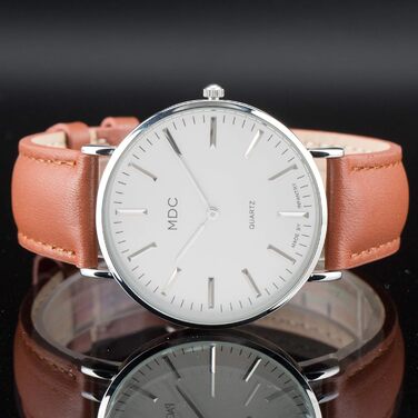 Чоловічий годинник Infantry MDC: мінімалістичний дизайн, кварцовий механізм, шкіряний ремінь (колір: коричневий)