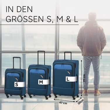 Paklite Валіза ручної поклажі на 4 колесах, 55 см, 41 л, з TSA замком та функцією накладки, блакитна