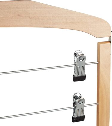 Relaxdays Wooden Trouser Hangers, 3-Piece Set, 360° Swivel Hook, Non-Slip Clothes Hangers, HBT: 45.5x39x2.5 cm, Natural, Pack of 3