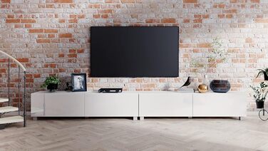 4housedesign® TV Board Lowboard Hanging | TV Cabinet Sideboard Living Room | Lowboard Living Room TV Shelf TV Board Hanging TV Cabinet TV 55 Inch - TV Lowboard Black Matt (240 (2x120), White Glossy)