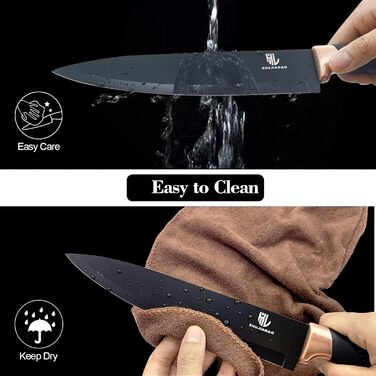 Набір кухонних ножів HL Zhujiabao 6 шт. з підставкою, професійний, нержавіюча сталь, антипригарне покриття, подарунковий