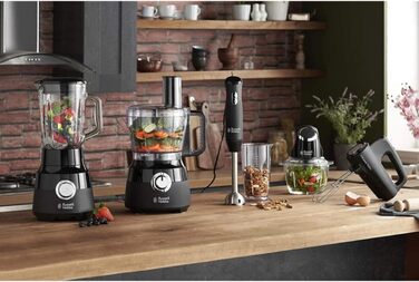 Міксер Russell Hobbs Handmixer Matt Schwarz 24672-56: 5 швидкостей + турбо, 2 насадки, зручна парковка