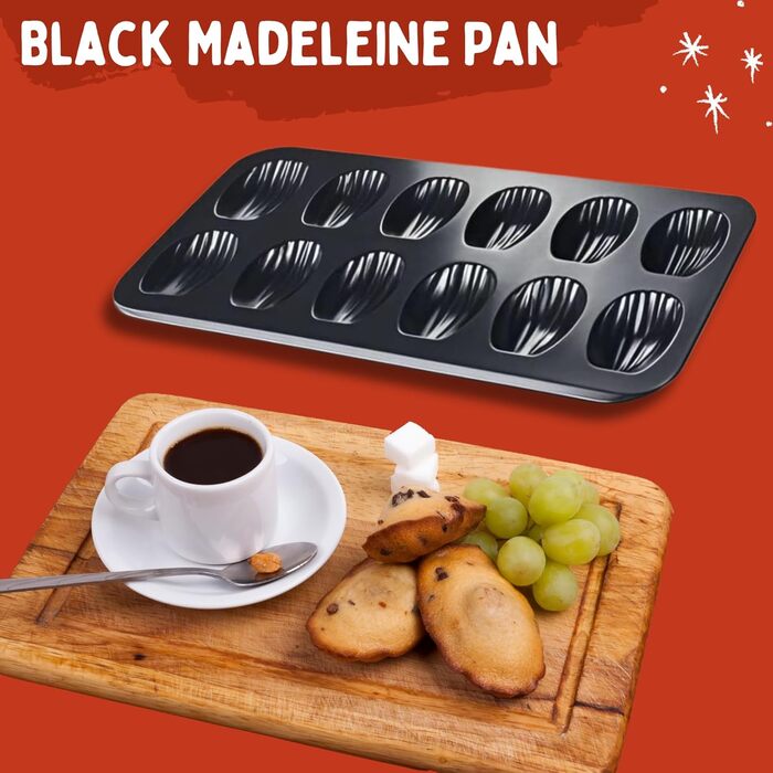 Форма для мадленів (2 шт) з антипригарним покриттям, 12 отворів, 40x24 см, з нержавіючої сталі