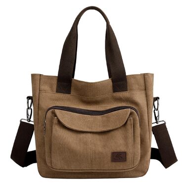 Сумка жіноча Canvas Hobo через плече, повсякденна крос-боді сумка-тоут для пляжу, багатофункціональна сумка з відділеннями, вінтажна сумка для роботи, подорожей, університету (Коричнева)
