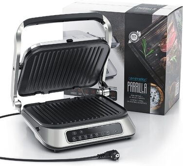 Arendo Electric Grill with Digital Control - 1900W Multi-Function Grill & Sandwich Maker - Stainless Steel, 7 Programs, Easy Clean