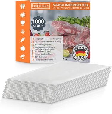 Boxolutions Pro Vacuum Bags for all devices - with 170µm extra strong and tear-resistant - 20x50 cm - honeycomb structure - BPA-Free - aroma-proof - 1000 pieces