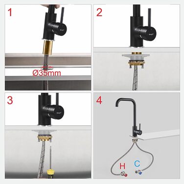 Кухонний змішувач IBERGRIF M22105A, одноlever, матовий чорний, для кухні